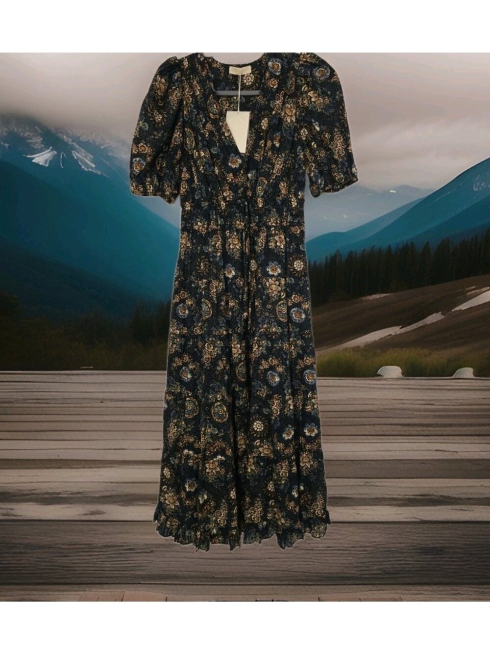 Ulla Johnson Thelma Dress TwIlight Maxi V Neck Floral 4 #MD2627 New Flowly